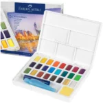 Acuarelas en Medias Pastillas, Faber-Castell Creative Studio, en Estuche, Set de 24 Colores