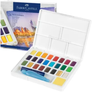 Acuarelas en Medias Pastillas, Faber-Castell Creative Studio, en Estuche, Set de 24 Colores
