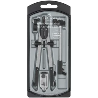 Compás de Precisión, Metálico, de Ajuste Rápido, con Adaptador Universal y Extensor Faber-Castell