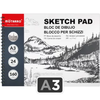 Cuaderno de Dibujo, Motarro, Doble Espiral de Metal, con 24 Hojas de 160 gm², Tamaño A3