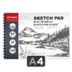 Cuaderno de Dibujo, Motarro, Doble Espiral de Metal, con 24 Hojas de 160 gm², Tamaño A4