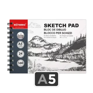 Cuaderno de Dibujo, Motarro, Doble Espiral de Metal, con 24 Hojas de 160 gm², Tamaño A5