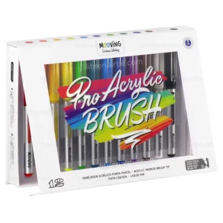Marcadores Acrílicos, Punta Pincel, Mooving Pro Acrylic Brush, Caja de 12 Colores
