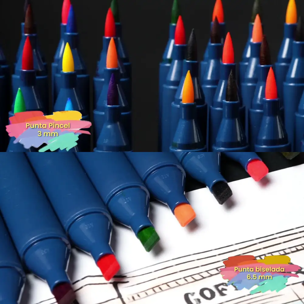 Marcadores a Base de Alcohol, Mooving Sketch Artist, Doble Punta (Pincel y Biselada), en Estuche Modular, Set de 60 Colores - Imagen 3