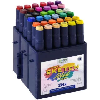 Marcadores a Base de Alcohol, Doble Punta (Pincel y Biselada), Mooving Sketch, Set de 36 Colores