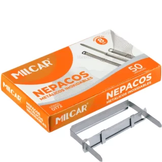 Nepacos Metálicos, Fastener de Metal, 8 cm, MILCAR, Caja de 50 Piezas