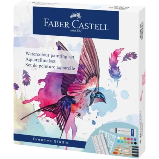 Set de Pintura con Acuarelas, Faber-Castell Creative Studio, 12 Colores, 4 Pinceles, Paleta