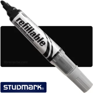 Marcador de Agua, para Pizarra Blanca, Recargable, Studmark, Punta Redonda, Negro