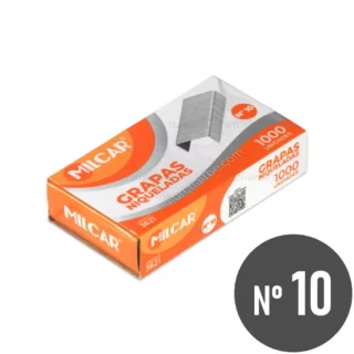 Grapas Niqueladas MILCAR Nº 10, Cajita de 1000 Piezas