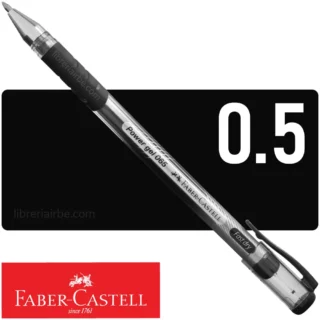 Bolígrafo, Micropunta de Tinta Gel, Punta Fina de 0.5 mm, Faber-Castell Power Gel 065, Negro