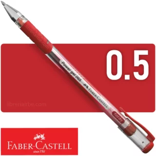 Bolígrafo, Micropunta de Tinta Gel, Punta Fina de 0.5 mm, Faber-Castell Power Gel 065, Rojo