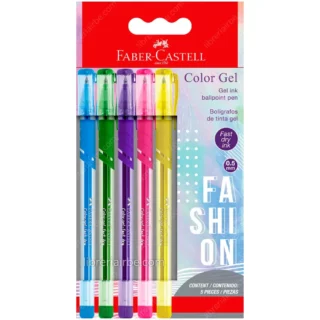 Bolígrafos, Micropuntas de Tinta Gel, Punta de 0.8 mm, Faber-Castell, Set de 5 Colores Fashion