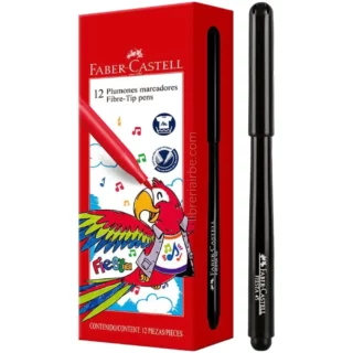Marcador Faber-Castell Fiesta 45, Punta Fina, Caja de 12 Piezas, Negro