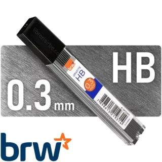 Minas de Repuesto, BRW, Set de 12 Piezas, para Portaminas 0.3 mm, Grado HB