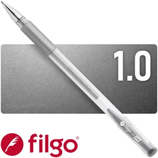 Bolígrafo, Micropunta de Tinta Gel Metálica, Punta 1.0 mm, Filgo Gel Pop, Plateado