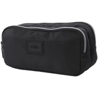 Estuchera Totto, Multiuso, de 2 Compartimientos con Cierres, Grande, Modelo Aynatto, Negro