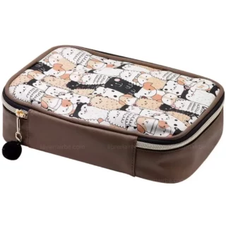 Estuchera de 1 Cierre con Pompón, Estampado de Perritos, BRW Soul