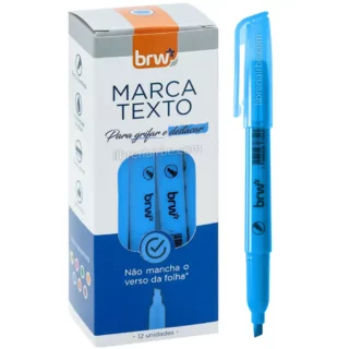Resaltador, Punta Biselada, Fluorescente, BRW Marca Texto, Caja de 12 Piezas, Celeste