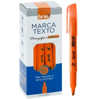 Resaltador, Punta Biselada, Fluorescente, BRW Marca Texto, Caja de 12 Piezas, Naranja