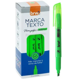 Resaltador, Punta Biselada, Fluorescente, BRW Marca Texto, Caja de 12 Piezas, Verde