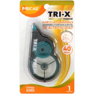 Corrector en Cinta de 5 mm x 40 metros, MILCAR, TRI-X Premium, Mega Jumbo