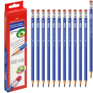EcoLápiz de Grafito, HB, Faber-Castell 1210 Presto, Color Negro, Redondo, con Goma, Caja de 12 Pieza