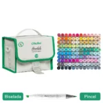 Marcadores Ohuhu, Serie Honolulu, a Base de Alcohol, Doble Punta (Pincel y Biselada), 120 Colores