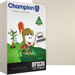 Papel Bond Ecológico, Reciclado, Champion, 75 g/m², Paquete de 500 Hojas, Tamaño Oficio