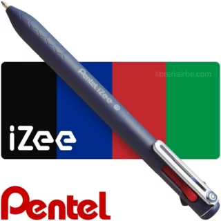 Bolígrafo Retráctil, Multicolor, Pentel iZee, con 4 Colores en 1, Punta de 1.0 mm, Cuerpo Azul