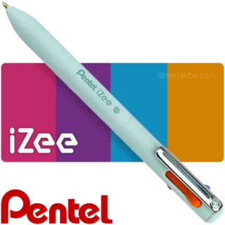 Bolígrafo Retráctil, Multicolor, Pentel iZee, con 4 Colores en 1, Punta de 1.0 mm, Cuerpo Celeste