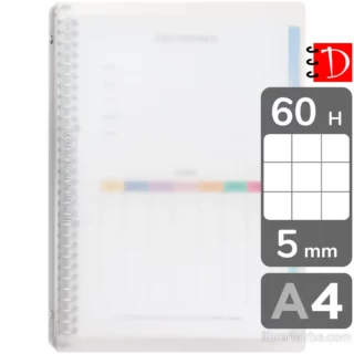 Cuaderno Infinito, Minimalista, Tamaño A4, Anillos de Metal, Tapa Flexible Transparente, 5 mm