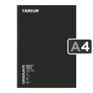 Cuaderno de Dibujo, CANSON GRADUATE Dessin, Grapado, con 40 Páginas (20 Hojas) de 140 g-m², A4