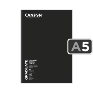 Cuaderno de Dibujo, Sketchbook, CANSON GRADUATE Dessin, Grapado, Tapa Blanda, con 40 Páginas (20 Hojas) de 140 g/m², Tamaño A5