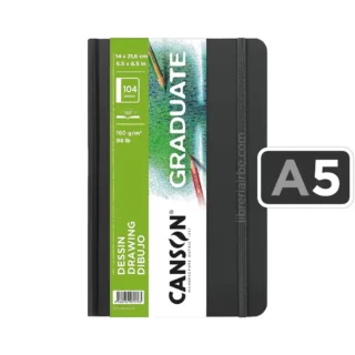 Cuaderno de Dibujo, Sketchbook, CANSON GRADUATE, Tapa Dura, con 52 Hojas de 160 g-m², Tamaño A5
