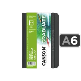 Cuaderno de Dibujo, Sketchbook, CANSON GRADUATE, Tapa Dura, con 52 Hojas de 160 g-m², Tamaño A6