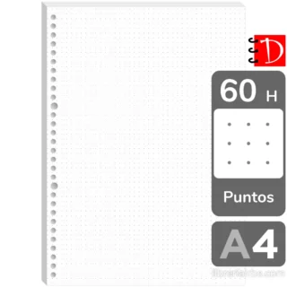 Repuestos para Cuaderno Infinito, Minimalista, Paquete de 60 Hojas, Tamaño A4, Punteadas