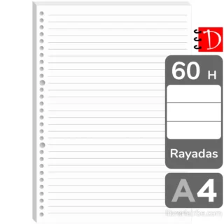 Repuestos para Cuaderno Infinito, Minimalista, Paquete de 60 Hojas, Tamaño A4, Rayadas
