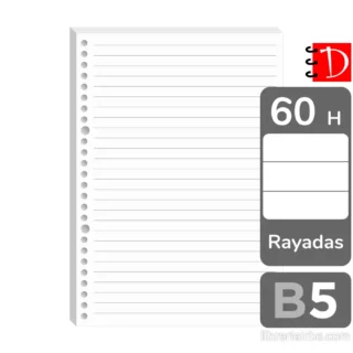 Repuestos para Cuaderno Infinito, Minimalista, Paquete de 60 Hojas, Tamaño B5, Cuadriculadas