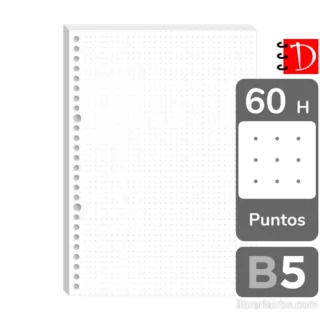 Repuestos para Cuaderno Infinito, Minimalista, Paquete de 60 Hojas, Tamaño B5, Punteadas