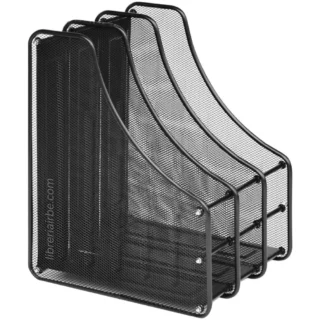 Revistero Metálico de Oficina, Escritorio, de Malla de Metal, con 3 Compartimientos, TALBOT, Negro