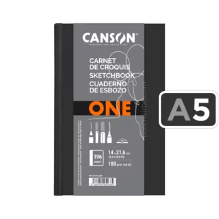 Sketchbook, CANSON One Art Book, Empastado, Tapa Dura, con 196 Páginas (98 ) de 100 g-m², Tamaño A5