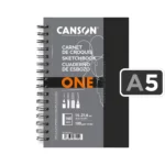Sketchbook, CANSON One Art Book, Espiral, Tapa Dura, con 160 Páginas (80 H) de 100 g-m², Tamaño A5