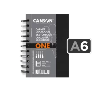 Cuaderno de Dibujo, Sketchbook, CANSON One Art Book, Espiral, Tapa Dura, con 160 Páginas (80 Hojas) de 100 g/m², Tamaño A6