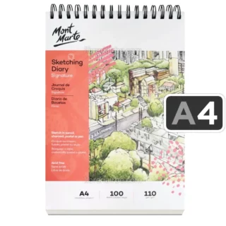 Cuaderno de Dibujo, Diario de Bocetos, Mont Marte Signature, con 100 Hojas de 110 g-m², Tamaño A4