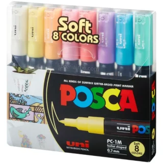 Marcadores uni-POSCA PC-1M (Punta Extra Fina 0.7 – 1 mm), en Estuche, Set de 8 Colores Pastel