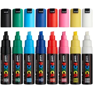 Marcadores uni-POSCA PC-8K (Punta Ancha 8.0 mm), Set de 8 Colores