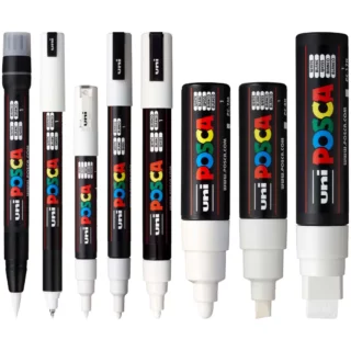 Marcadores uni-POSCA, Puntas Surtidas, Set de 8 Piezas, Blanco