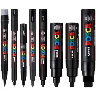 Marcadores uni-POSCA, Puntas Surtidas, Set de 8 Piezas, Negro