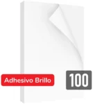 Papel Autoadhesivo, Tamaño Oficio, Blanco, para Imprimir, 110 g-m², Paquete de 100, Brillante