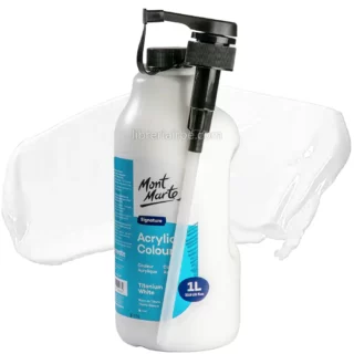 Pintura Acrílica Mont Marte Signature, Botella de 1 Litro, (1000 ml), Blanco Titanio